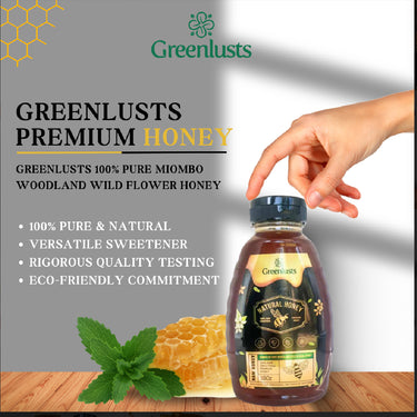 Greenlusts 100% Raw and imported Miombo Woodland Poly Floral Premium Honey 16Oz