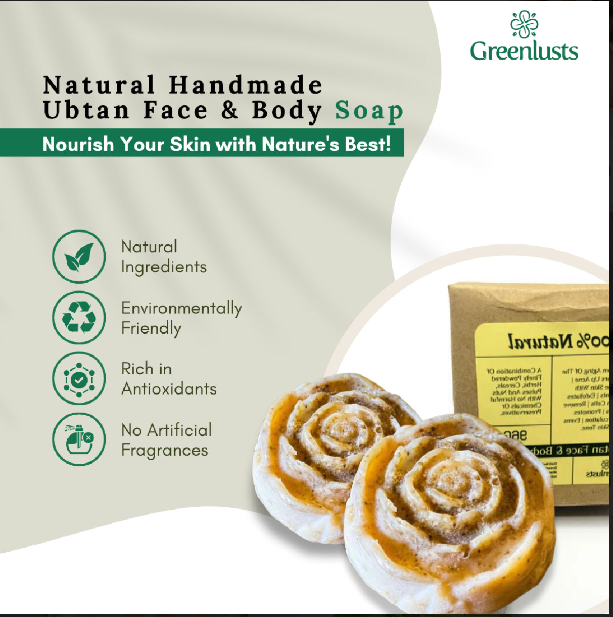 Greenlusts Natural Handmade Ubtan Face & Body Soap