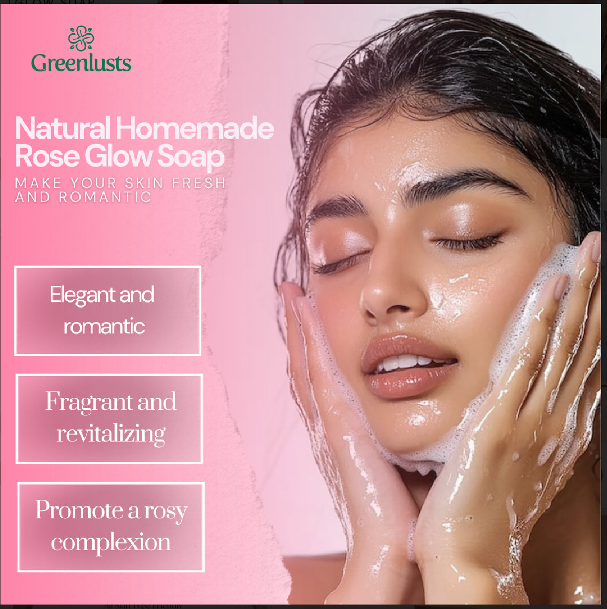 Greenlusts Natural Handmade Rose Glow Soap 100g