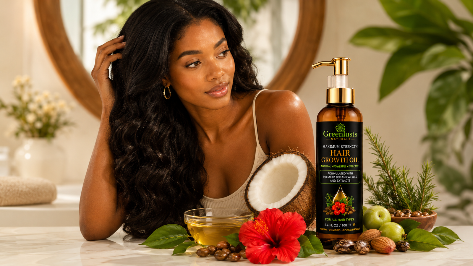 Greenlusts Hair Growth Oil with botanical ingredients